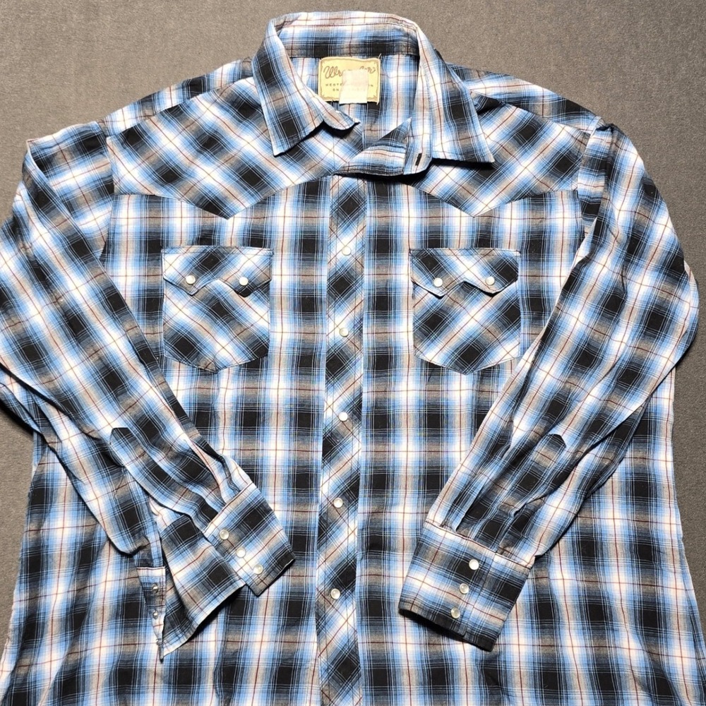 Wrangler Western Fashion Snap Shirt Mens Plaid Long Sleeve‎ Cowboy Rodeo 2XL